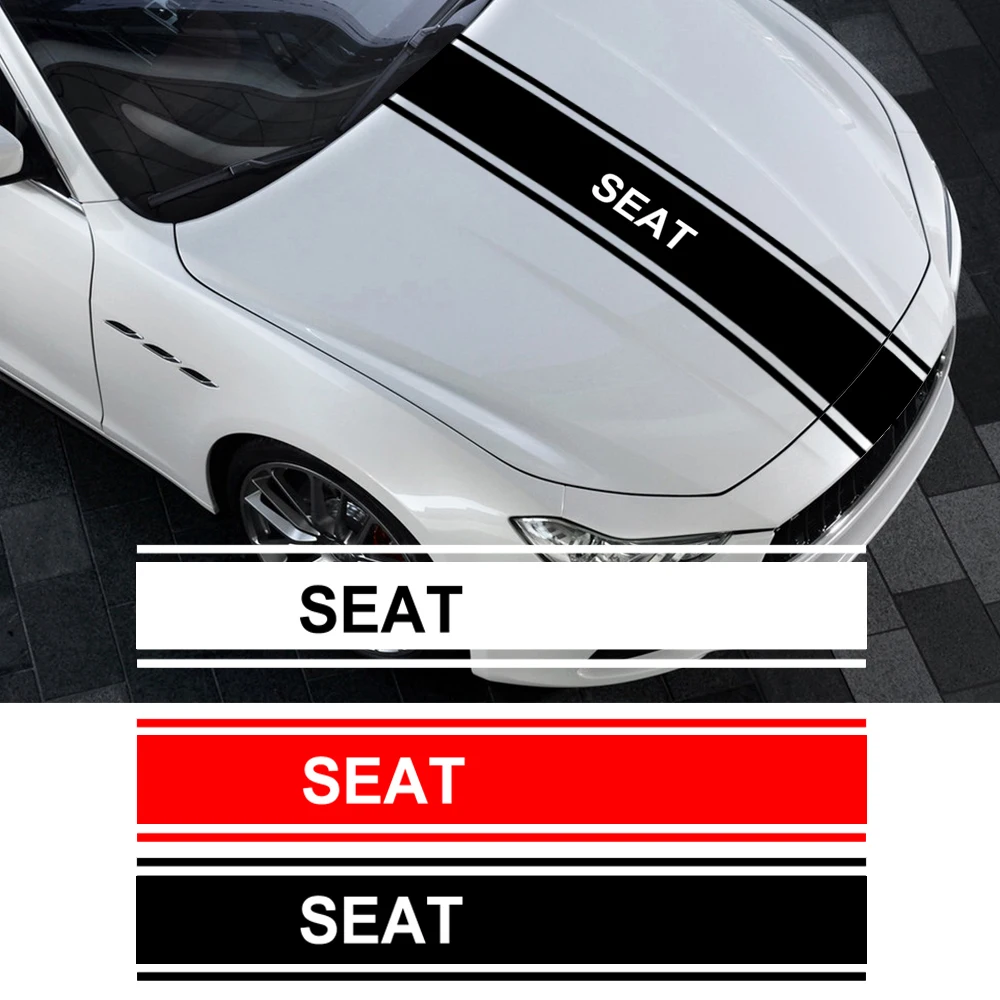 

1SET 140*23cm 3 Colors Car Hood Decal Waterproof Scratchproof Engine Cover Sticker Car For SEAT Leon CUPRA R Ouyuebo Ibisa Auto