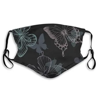 

1Pcs+2 filter Women Butterfly Print Fashion Face Mask PM2.5 Activated Carbon Filter 3D Pollution Washable Reusable Mascarillas