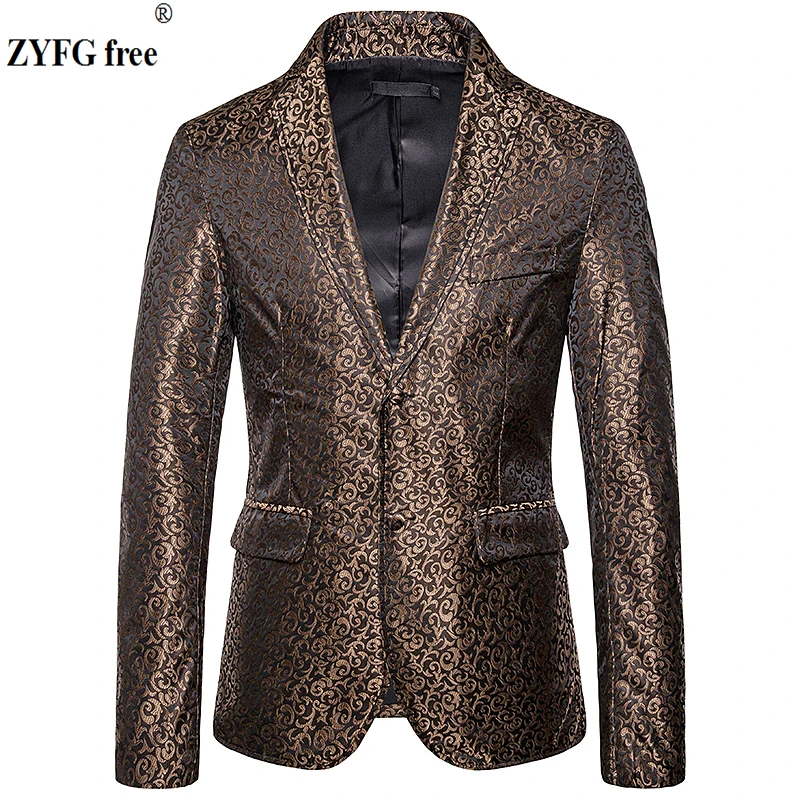 

2019 British style men casual Suits Blazers Small flower embroidery pattern suit coat Embossing process mens suit jacket EU size