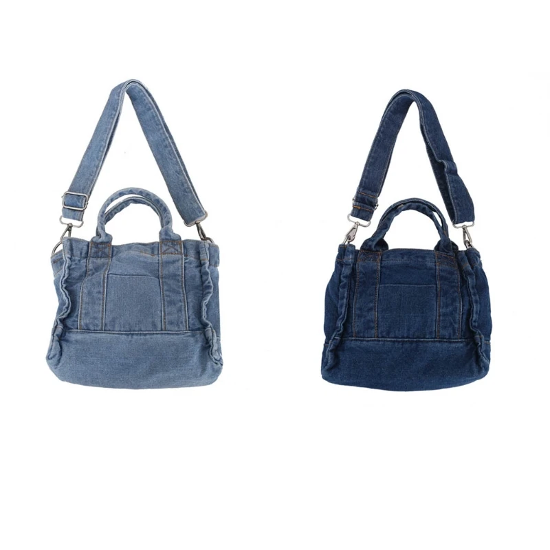 Retro Travel Denim Shoulder Bag Women Small Lightweight Handbag Lady Vinatge Portable Zipper Closure Crossbody Shopping Tote | Багаж и