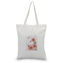 Цветочная сумка Холщовая Сумка-тоут текст DIY хозяйственная сумка печать индивидуальный логотип для печати ежедневное использование складные многоразовые