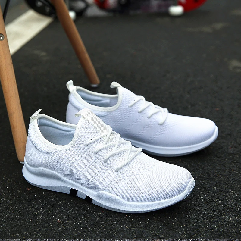 Новые летние вразлёт, плетение кроссовки Для мужчин на каждый день спортивные туфли Для мужчин обувь Обувь с дышащей сеткой летние легкие кроссовки - Цвет: Белый