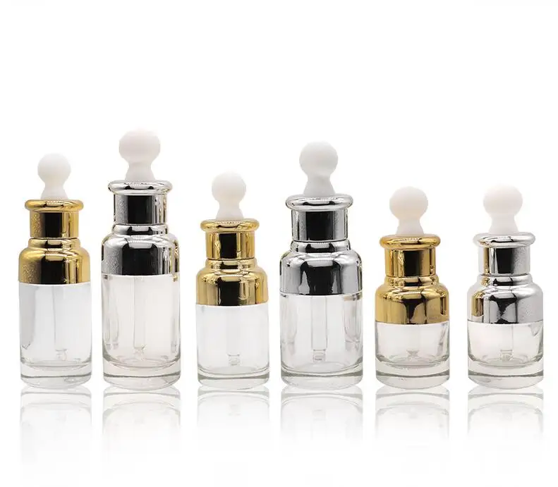 100pcs 20-50ML 유리 아로마 테라피 액체 스포이드 병 에센셜 오일 향수 병 빈 용기 여행용 리필 병