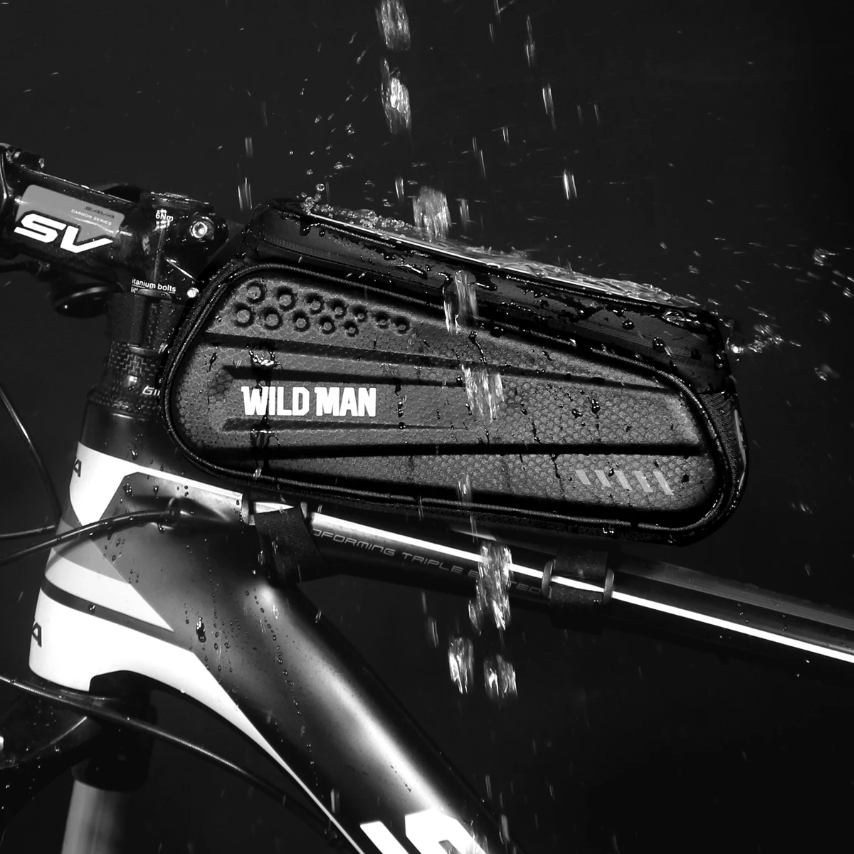 Excellent WILD MAN Hard Shell Bicycle Bag 6.2" Reflective Rainproof Touch Screen Phone Case Bag Bike Top Tube Bag Cycling Accessories 1
