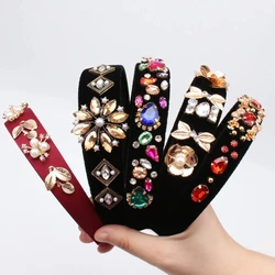 CN Hair Accessories Tiara Pearl Hairband For Women Girls Rhinestone Bezel для волос Velvet Headband Fashion резинки для волос