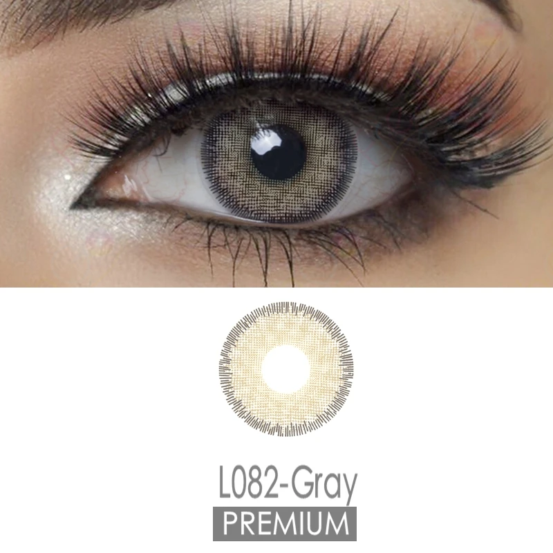 L082-Candy Gray Цветные контактные линзы 14,2 мм серого цвета - Цвет: L082-Candy Gray
