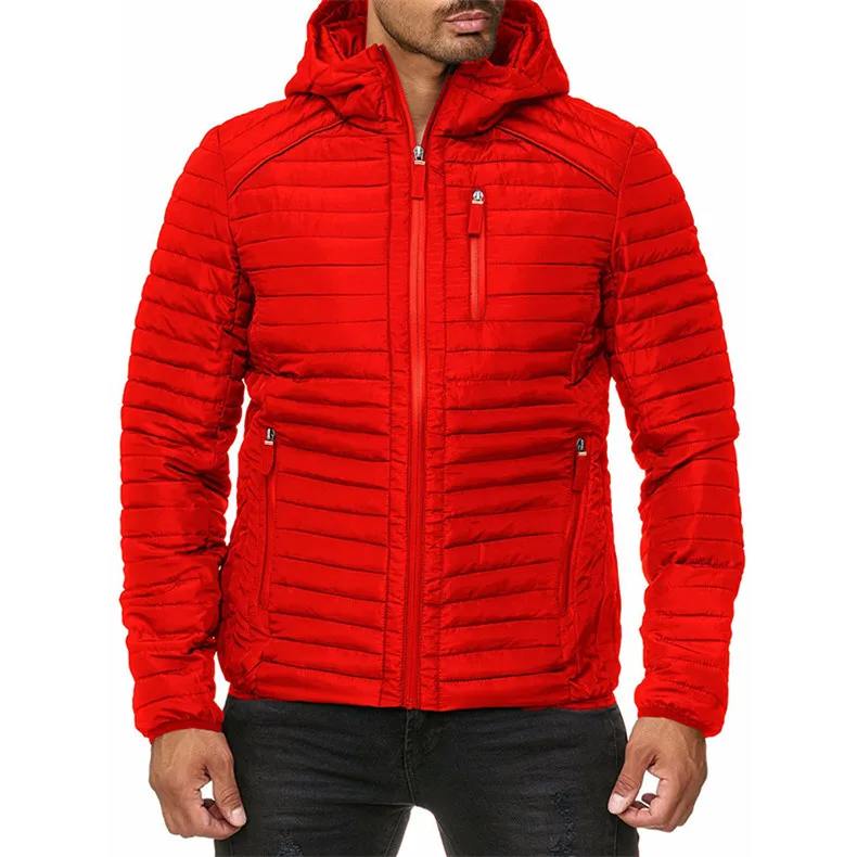 Зимние куртки Parka Men Outwear теплый бренд одежды Тонкий Мужские пальто Осень Повседневная ветровка Стеганые куртки Мужчины XXXL - Цвет: XNDK7528 Red