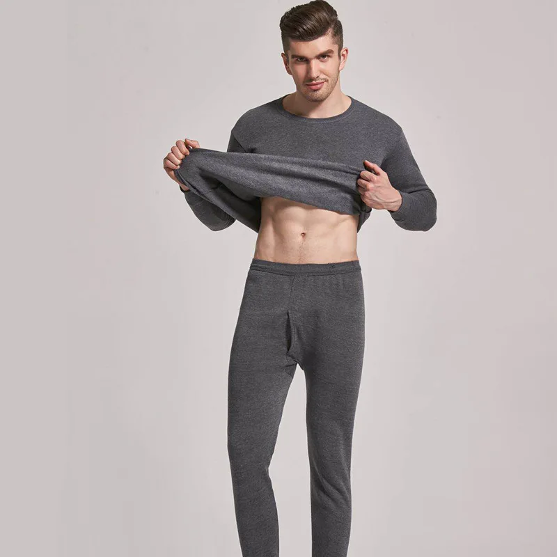 dark gray Jerrinut мужское термобелье кальсоны для мужчин зимние плотные комплекты термобелья нижнее белье сохраняющие тепло L XL XXL XXXL 4XL - Цвет: dark gray