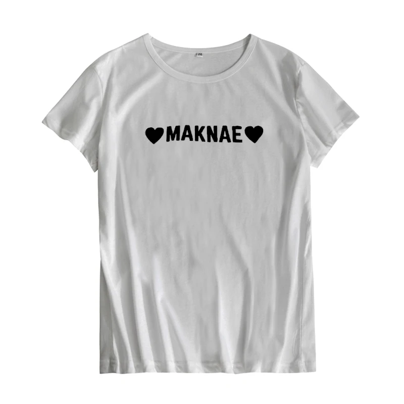 

2018 New Fashion Heart Maknae Printed T-Shirt Harajuku Hipster Women T Shirt Black White Tee Shirt Haut Femme