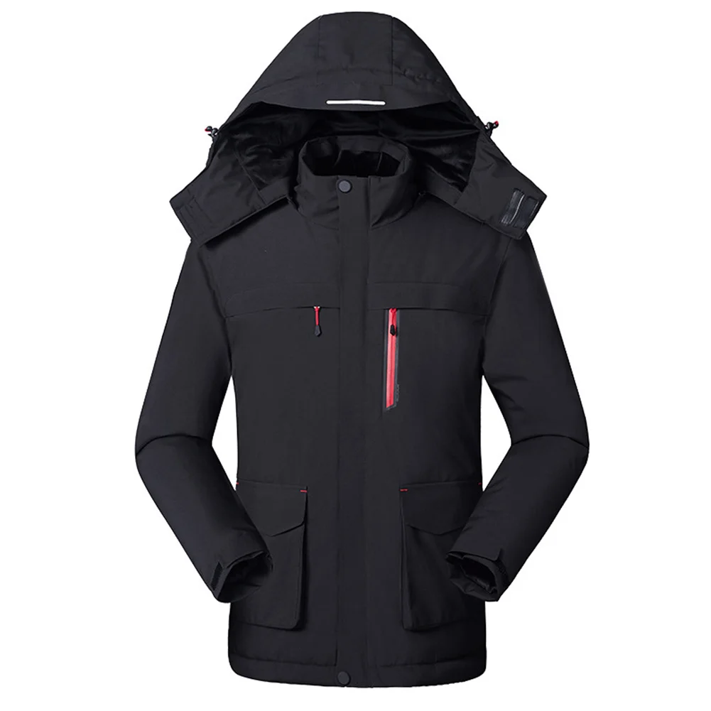 Man Zipper Closure Hiking Thickened Windproof Outdoor Climbing 3 Gears Winter Warm Waterproof Hooded Heating Jacket USB Powered | Спорт и