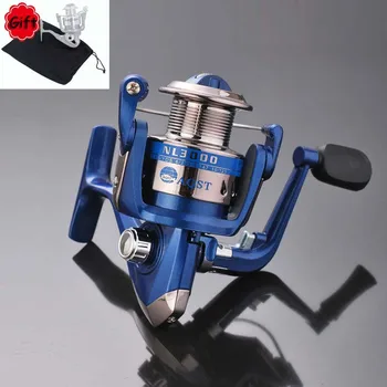 

Blue Fishing Reel Hight Strength Folding Handle Lightweight Plastic Metal Spinning Wheel Fly Fishing Reel with Fishing Reel Bag