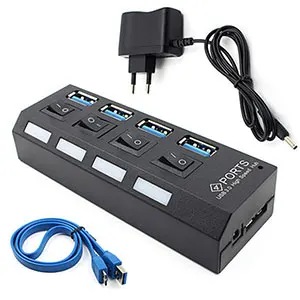 400 шт 4 порта USB 3,0 высокоскоростной концентратор usb 3,0 Портативный usb-хаб с переключателем вкл/выкл USB разветвитель Кабель-адаптер для портативных ПК - Цвет: USB 3.0 with power