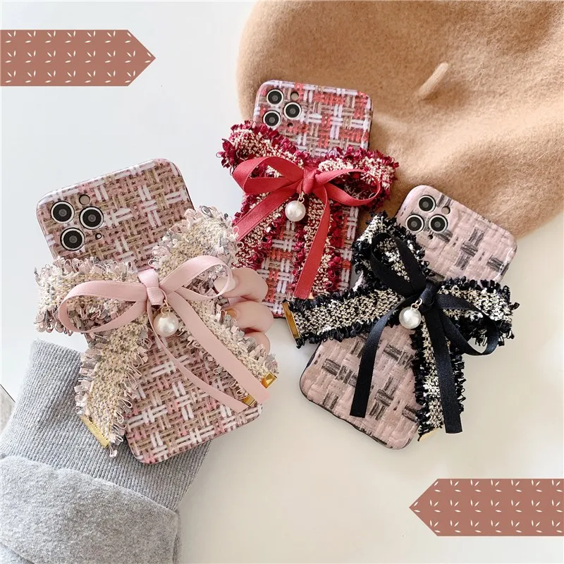 

Fashion Cute 3d Burlap Bowknot Female Phone Case For Huawei P30 P40 Pro Mate 30 40 Pro Nova 5 7 Pro Luxury Soft Protector Cover