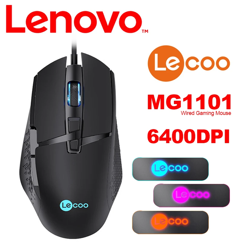 Original Lenovo Lecoo Mg1101 Gaming Mouse With 6400dpi Skin-like Surface 4-colors Logo Light Mice For Windows 7 8 10 - Mouse - AliExpress