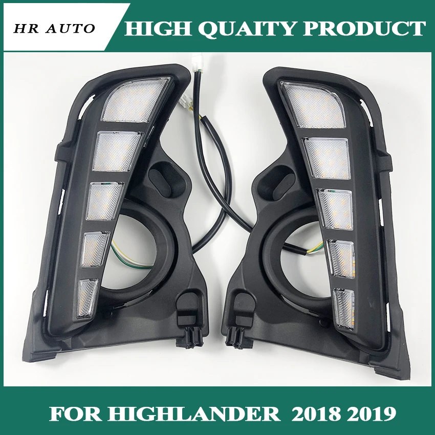

DRL Daytime Light For Toyota Highlander 2018 2019 Waterproof Car 12V LED Daylight with Yellow Turning Signal Style