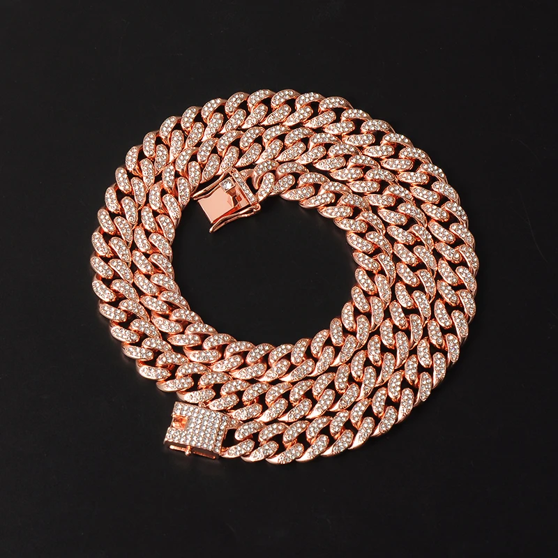 D&Z Hip Hop 13mm Rose Gold Color Cuban Link Chain For Men