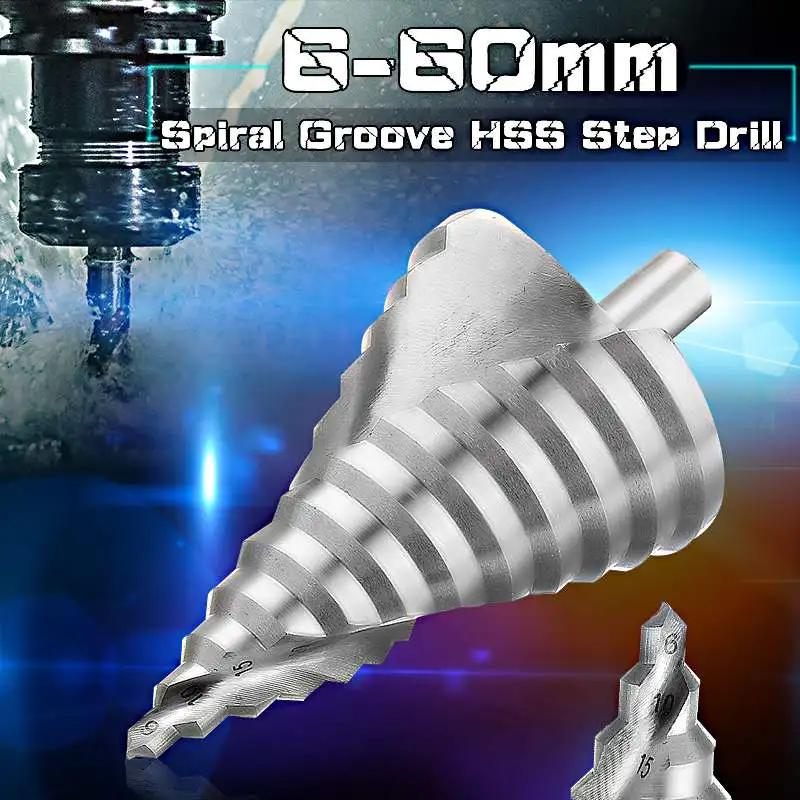 6-60 мм 12 см HSS высокоскоростная стальная ступенчатая сверла для 12-ступенчатой технологической ступенчатой структуры жесткая и простая установка деревянного электрического сверла