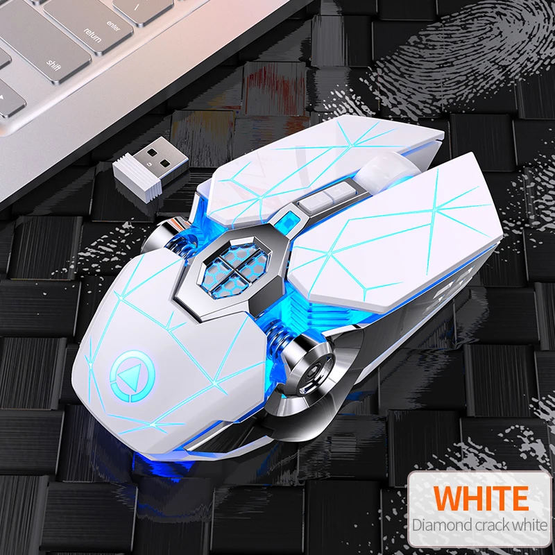 Ratón óptico inalámbrico para videojuegos, dispositivo de 2,4G, USB, 7 colores, LED, RGB, retroiluminado, recargable, silencioso, ergonómico, Accesorios de ordenador - Imagen 5