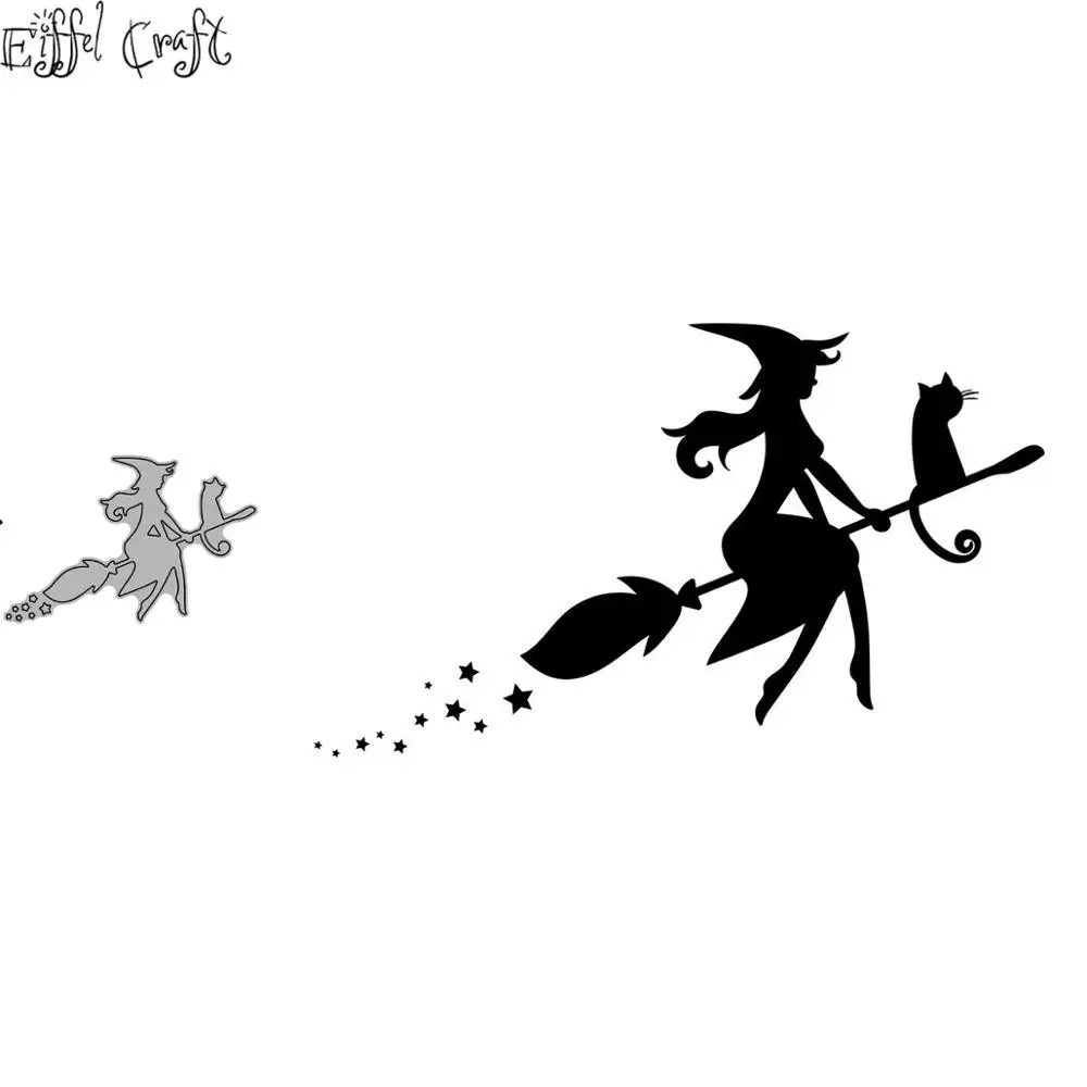 

Halloween metal craft dies cutting for diy manual scrapbooking paper witches in the night sky stencils new Embossing dies 2020