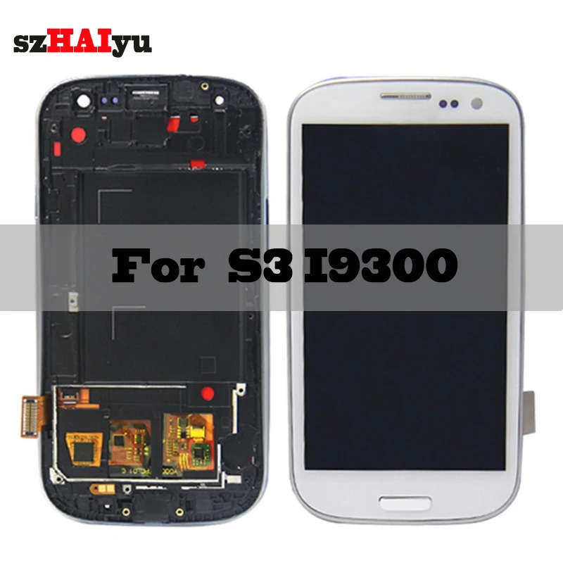 

SZMUGUA 4.8'' Adjust Brightness For Samsung Galaxy S3 I9300 GT-I9300 LCD Display Touch Screen Digitizer with Frame Housing