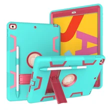 

For iPad 10.2 Smart Cover Kid Safe Silicone Hard Cover for iPad 10.2 Inch 2019 2020 8th 7th Generation A2197 A2198 A2200 Stand