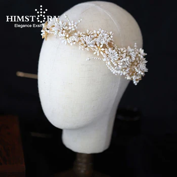 

Himstory Vintage Headbands Flower Leaves Wedding Hair Accessories Women Bride Tiara Hairband Show Party Handmade Hair jewelry