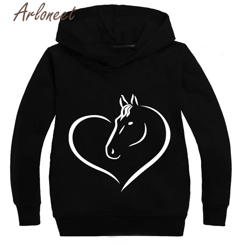 ARLONEET clothes children boys Girls Long Sleeve Sweatshirts Cotton letter sweatshirt kids winter girls Hoodies Sweatshirts - Цвет: BK