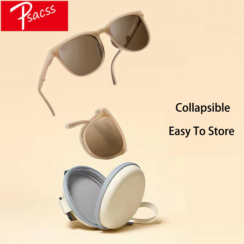 

Psacss 2021 Vintage Fold Sunglasses Women Luxury Brand Designer Square Sun Glasses Shades Women's Oculos De Sol UV400 Withbox