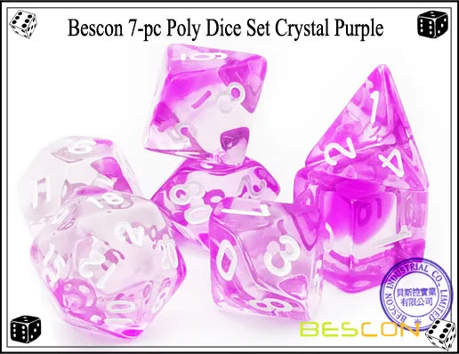 Bescon Crystal Blue 7-ПК разнообразные игральные кости набор, Bescon многогранные игральные кости набор Кристалл синий, румяна, трава, фиолетовый, черный, розовое облако