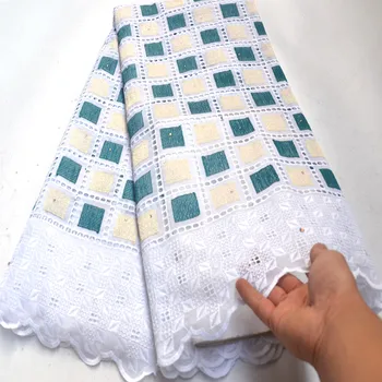 

Latest African White Cotton Lace Fabric 2019 High Quality French Pure Cotton Embroidery Nigerian Voile Lace For Men Women mv006