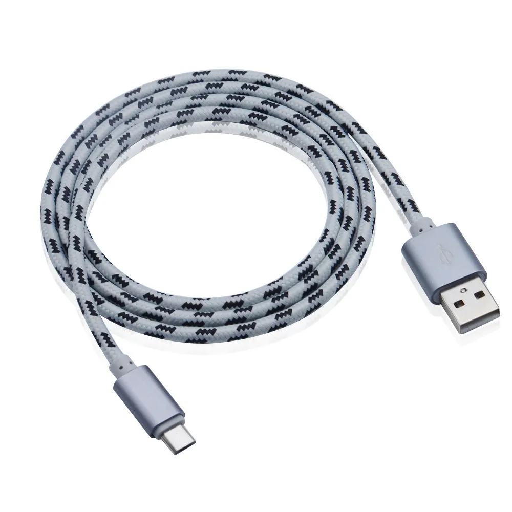 1 м цветной ткачество USB 3,1 алюминиевый нейлоновый твист зарядный кабель для устройств type-C