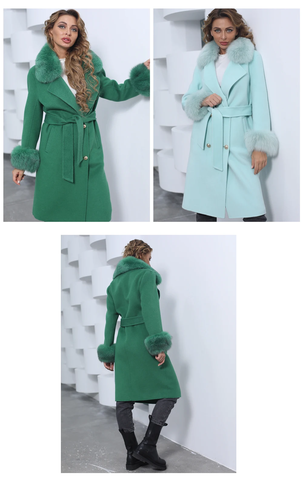 2021 Winter Women Coat Cashmere Wool Jacket With Fox Fur Collar And Cuff Elegant Slim Fit Korean Fashion Long Overcoat Female long black puffer coat