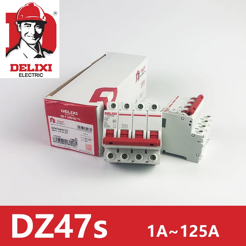 Disjuntor do ar Disjuntor 16a 20a 25a 32a 40a 63a 100a 125a 4p Rcbo Rcd Dz47s Delixi Mini 1a 3a 6a 10a