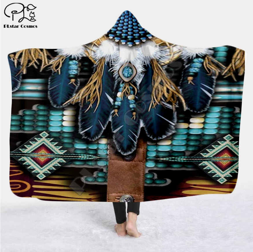 Черное индийское одеяло с капюшоном с изображением черепа воина буйвола, покрывало с 3D-принтом, одеяло для взрослых и детей, стиль-5