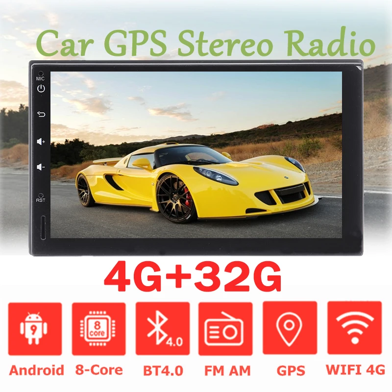 Автомагнитола 2 DIN 7 дюймов Android 9 0 4 + 32 ГБ MP5 8 ядер сенсорный экран 4G Wi Fi