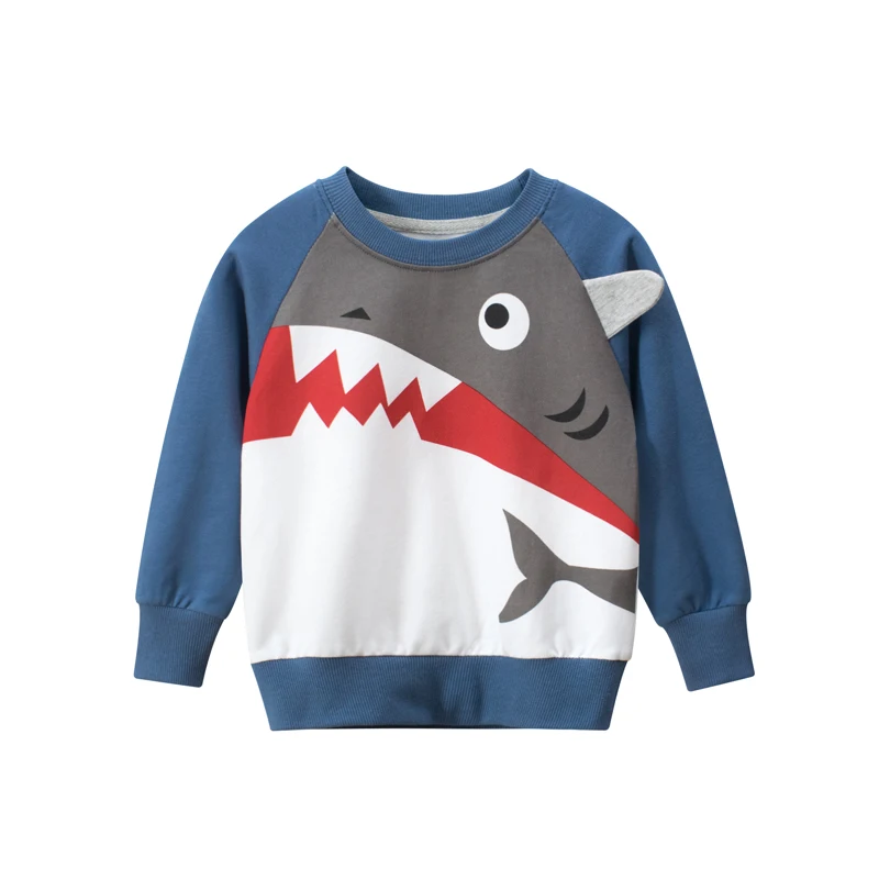 

Boys' Spring And Autumn Cotton Shark Design Pullover Sweater Children's New Comfortable Leisure Home Wear Sportswear