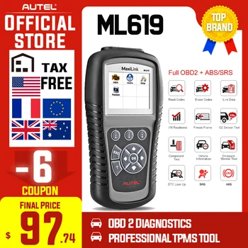 

AUTEL Autolink ML619 OBD2 Scanner CAN SRS ABS AirBag Automotive Diagnostic Tool EOBD OBDII Clear Code Reader Car Accessories
