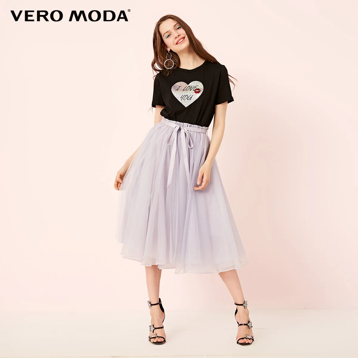 Vero Moda Новая Женская эластичная талия Однотонная юбка Gauzy | 319116546