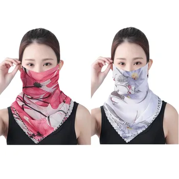 

Summer Sun Protection Facemask Women's Scarf Chiffon Outdoor Driving Cycling Masks Sunshade Neck Sunscreen Mask Silk Mascarillas