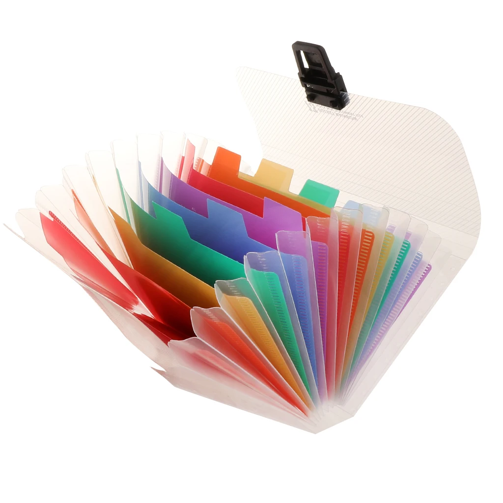 Mini A6 13 Pockets Expanding File Folder Bag For Receipts, Checks, Cards, Blank Tab Stickers