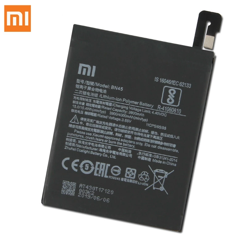 Оригинальная сменная батарея для Xiaomi mi note2 Red mi Note 5 Redrice Note5 BN45, настоящая батарея для телефона 4000 мАч