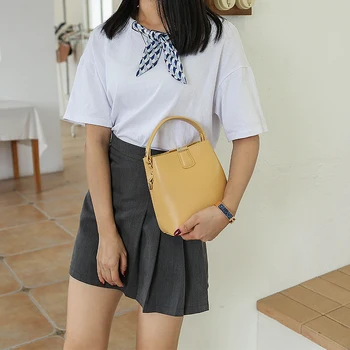 

Elegance Famous Brand Leather Handbags High Quality PU Leather Bucket Bags 2020 Trendy Style Vegan Leather Top Handle Bags