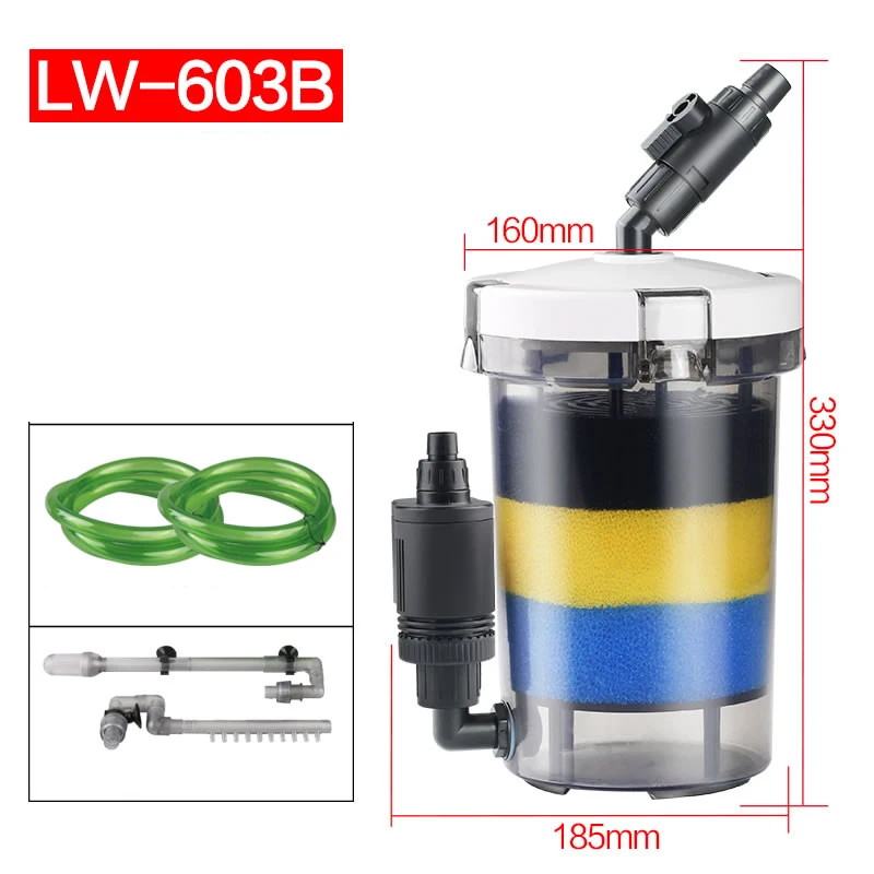 SUNSUN transparent LW-602/603/602B/603B aquarium pre-filter big fish tank filter with filter cotton mini fish tank filter barrel