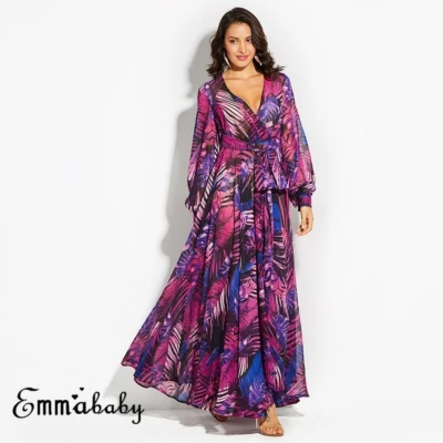 Purple Макси платье модное женское платье Женская одежда с стиле Бохо длинное Макси платье вечернее длинное пляжные платья Сарафан - Цвет: Purple