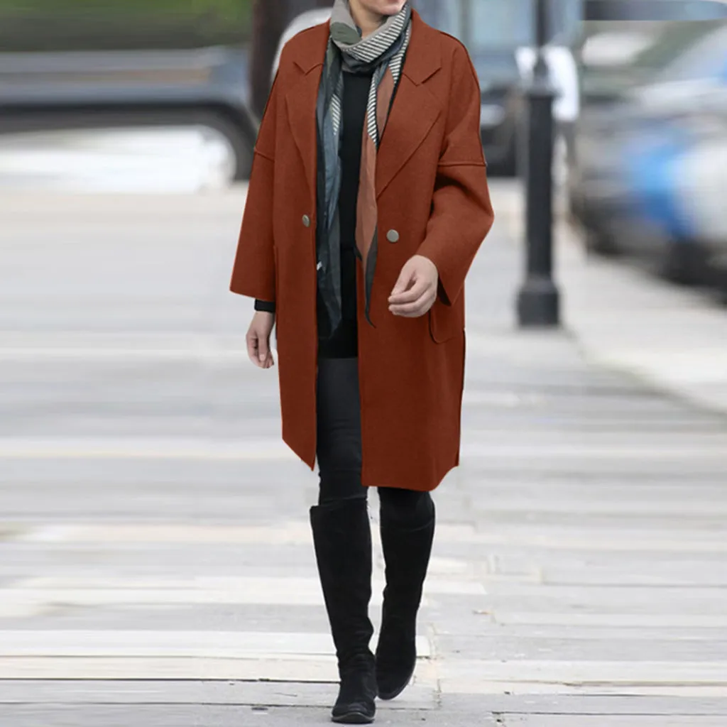 Manteau femme hiver зимнее пальто женское зимнее шерстяное пальто с отворотом Тренч куртка с большим карманом верхняя одежда пальто из искусственного меха