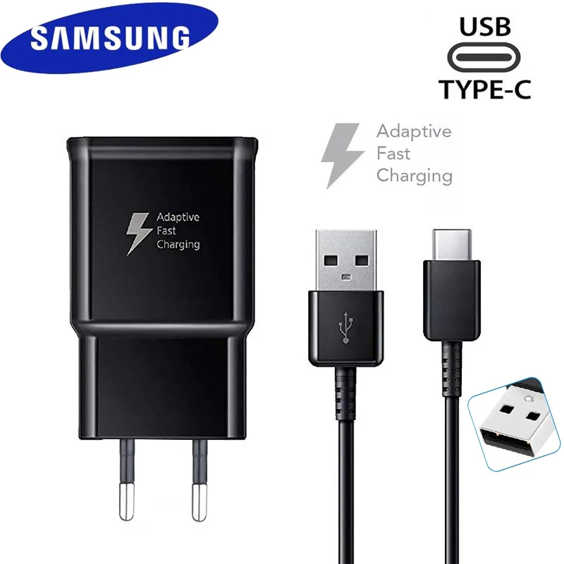 15w Charger Samsung Fast Charging Chargeur Cargador EU With Usb C Cable 1.2m For Galaxy S10e Z Flip Note9 M62 M40 M30s A20