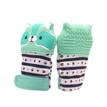 

Animal Raccoon Cartoon Teething Gloves Finger Baby Baby Teether Mittens Silicone baby Newborn Dental Care Sucking Sound Kids Toy