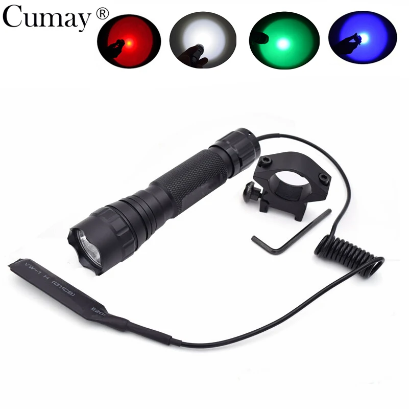 

Outdoor Tactical Flashlight Torch One Mode linternas lampe de poche with Pressure Switch Mount Hunting Rifle Gun Light