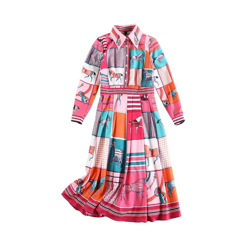 

Women's plus size French retro shirt slimming belly dress