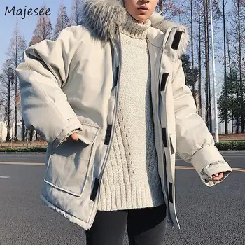 

Parkas Men Cargo Coats High Quality Warm Winter Thicker Hooded Zipper Pocket Korean Style Streetwear Mens Clothes Casual Student